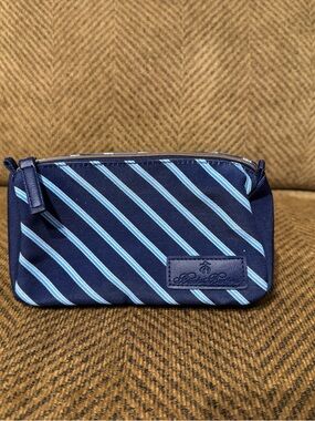 Brooks Brothers Navy and Light Blue Striped Toiletry Pouch